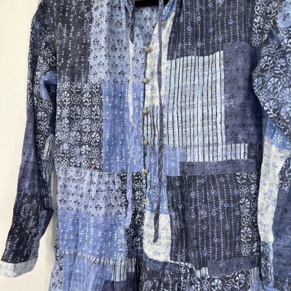 Pilcro by Anthropologie Patchwork Boho Bandana Printed Button Front Cotton Top - Picture 2 of 7